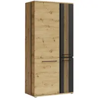 Skriňa Molto ML1 93cm – Artisan/čierna, lamely, dvojdverová