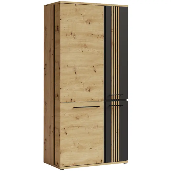 Skriňa Molto ML1 93cm – Artisan/čierna, lamely, dvojdverová