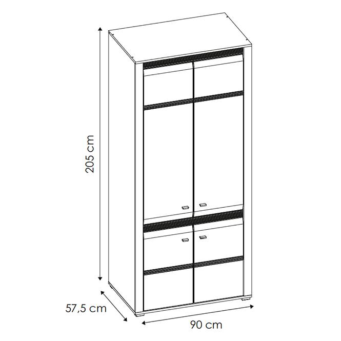 Skriňa Sevilla Typ 20 90 cm nórská borovica/ biela