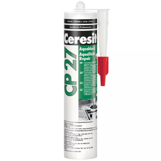 Silikónový tmel  Ceresit CP 27 Aquablock Repair čierny  300 ml