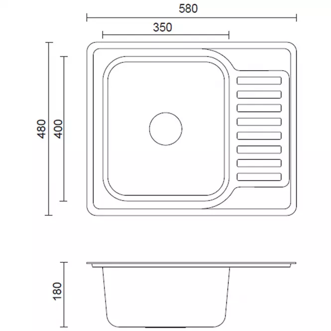 Drez oceľ jednokomorová Kewin 116 580x480x180 satén,3