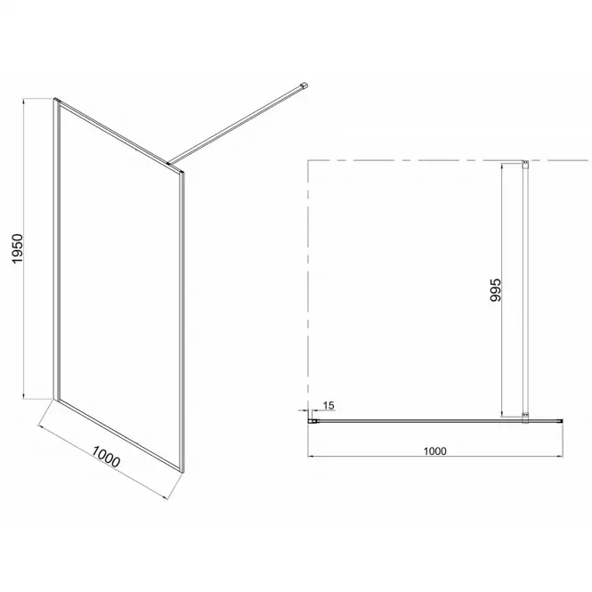 Sprchová stena Walk-In Tiz 100x195 gold,2