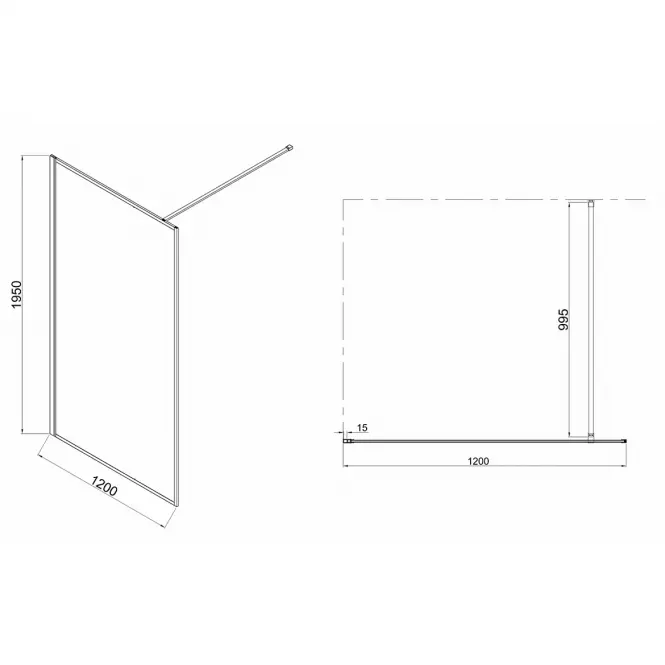 Sprchová stena Walk-In Tiz 120x195 gold