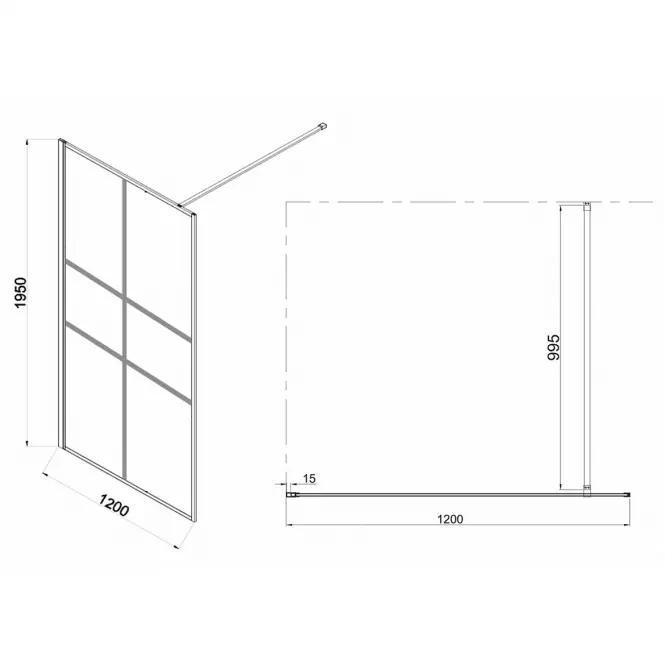 Sprchová stena Walk-In Grand 120x195 black