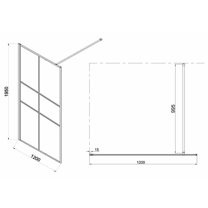 Sprchová stena Walk-In Grand 120x195 black,2