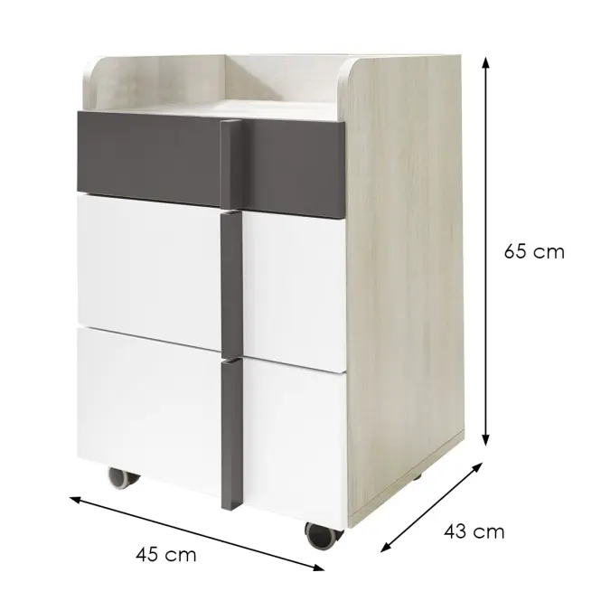Zásuvkový diel pod stôl Remo RM11 dub wilton/biela/antracit,2