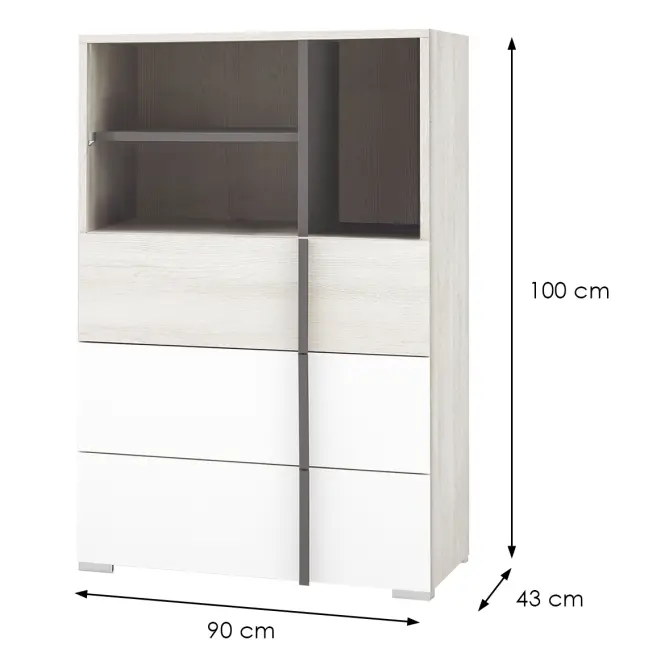Komoda Remo RM7 dub wilton/biela/antracit,2