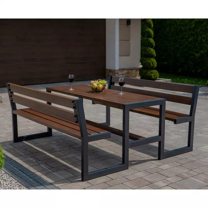 Záhradný komplet Picknick Grande s operadlom orech