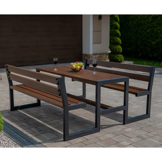 Záhradný komplet Picknick Grande s operadlom orech,4