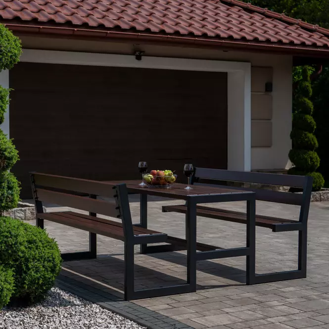 Záhradný komplet Picknick Grande s operadlom palisander