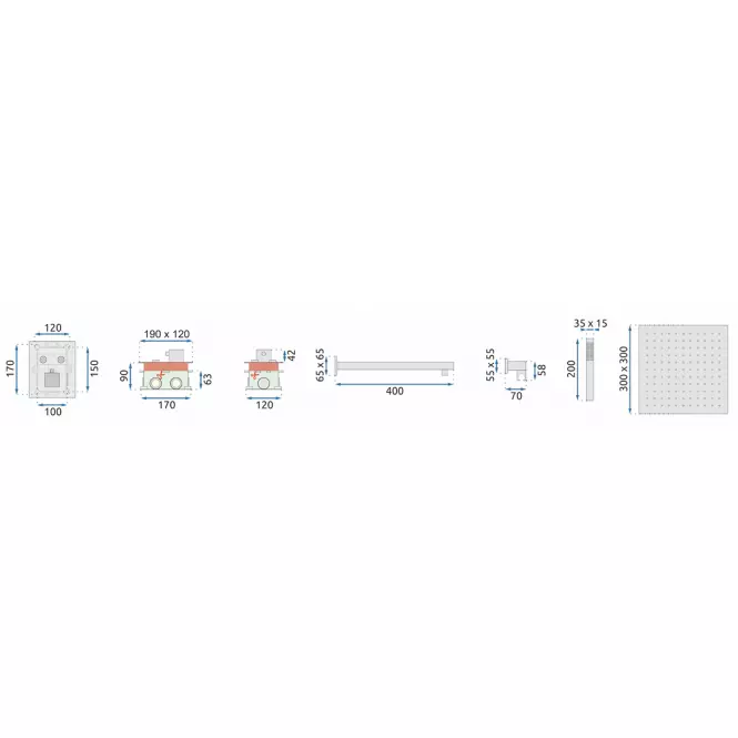 Sprchová sada + termostat Fenix-Davis chróm Rea P6356