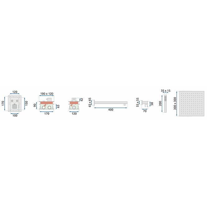 Sprchová sada + termostat Fenix-Davis chróm Rea P6356