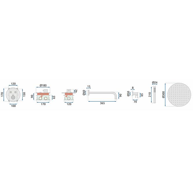 Sprchová termostatická sada Lungo-Miller biela Rea P6614