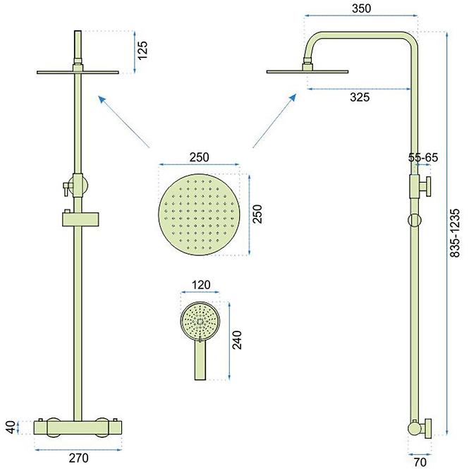 Sprchová sada s termostatom Vincent Zlatá Rea P8005,5