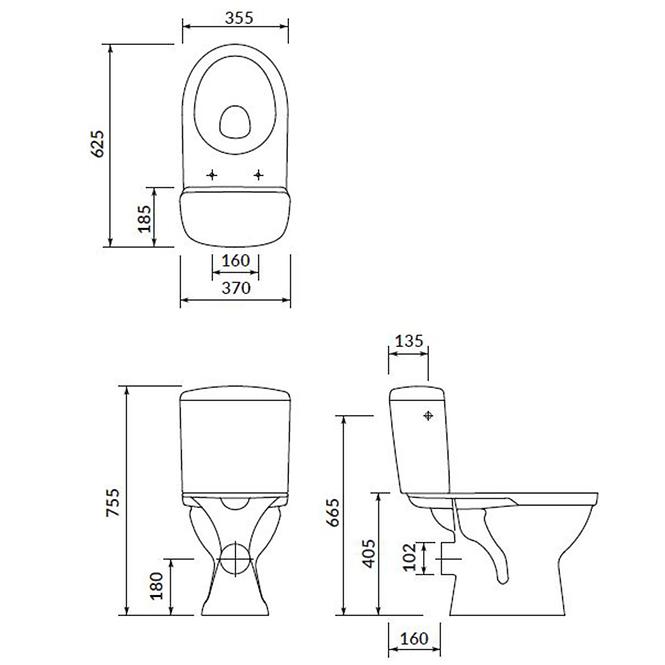 Záchod kompakt Merida (331) s voľne padajúca doska