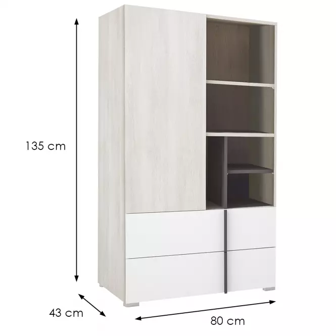 Regál Remo RM6 dub wilton/biela/antracit,2