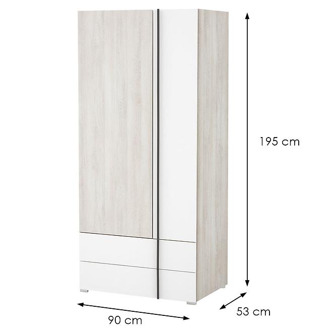 Skriňa Remo RM2 dub wilton/biela/antracit