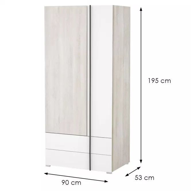 Skriňa Remo RM2 dub wilton/biela/antracit,2