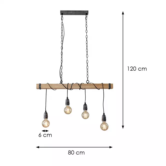 Luster 2023007 WOOD+BLACK E27 LW4
