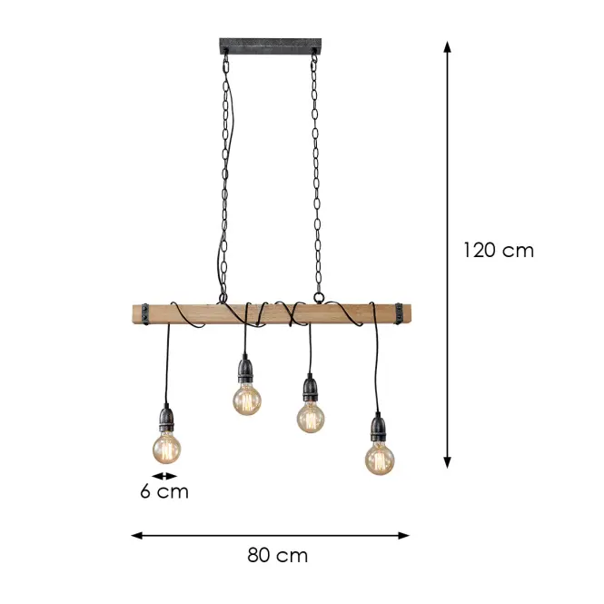 Luster 2023007 WOOD+BLACK E27 LW4,3