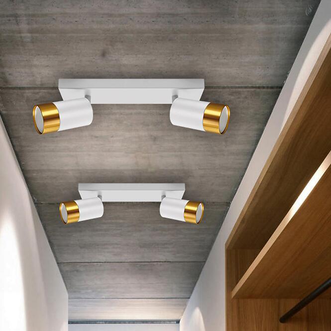 Stropné bodové svietidlo  PUZON SPT GU10 2L WHITE/GOLD 04124 LS2