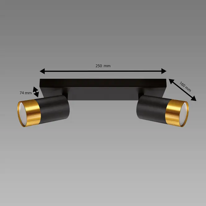 Stropné bodové svietidlo PUZON SPT GU10 2L BLACK/GOLD 04125 LS2