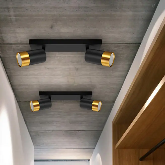 Stropné bodové svietidlo PUZON SPT GU10 2L BLACK/GOLD 04125 LS2