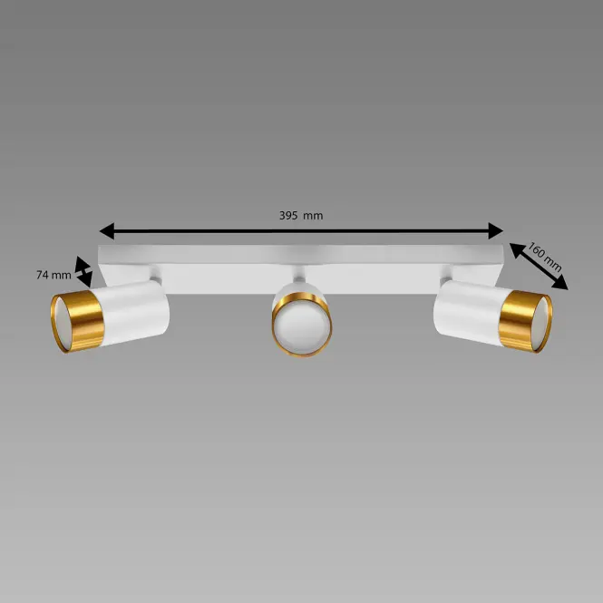 Stropné bodové svietidlo PUZON SPT GU10 3L WHITE/GOLD 04126 LS3,3