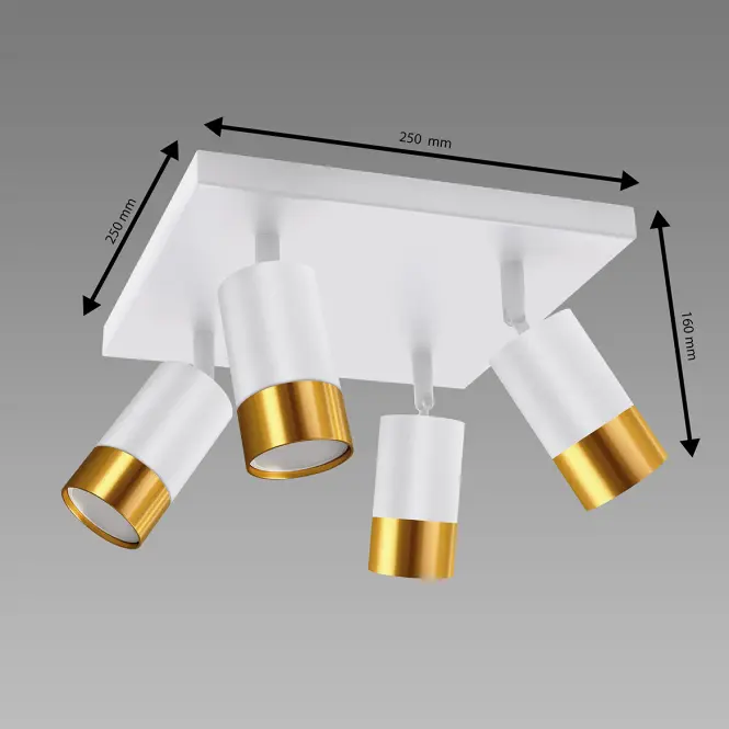 Stropné bodové svietidlo PUZON SPT GU10 4D WHITE/GOLD 04128 LS4