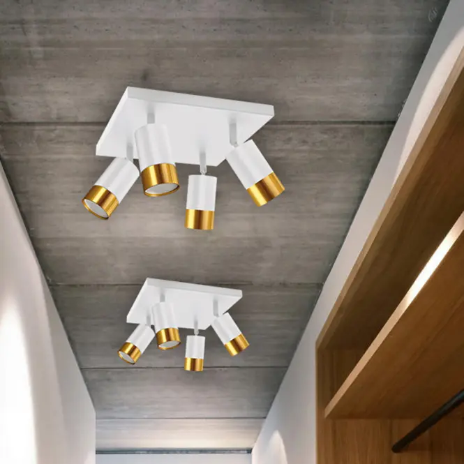 Stropné bodové svietidlo PUZON SPT GU10 4D WHITE/GOLD 04128 LS4
