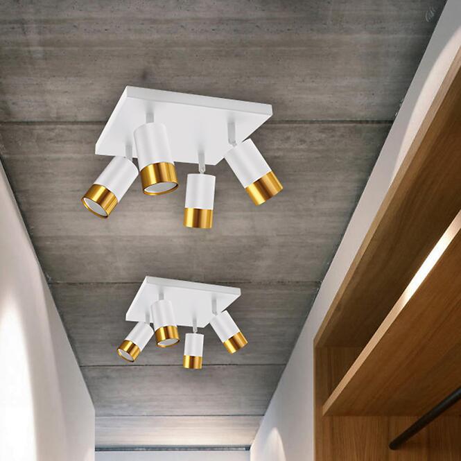 Stropné bodové svietidlo PUZON SPT GU10 4D WHITE/GOLD 04128 LS4,5