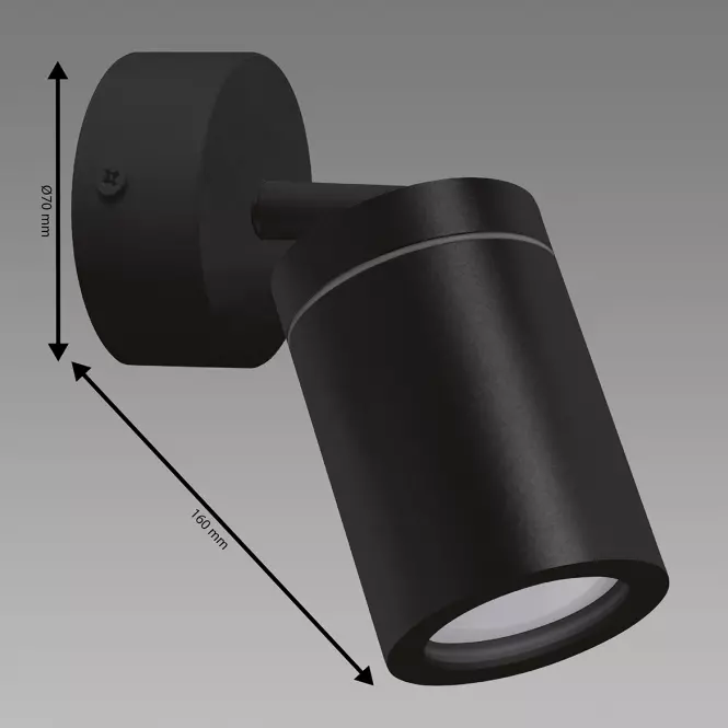 Nástenné svietidlo TENOR GU10 1C čierne 04069 IP44 LS1