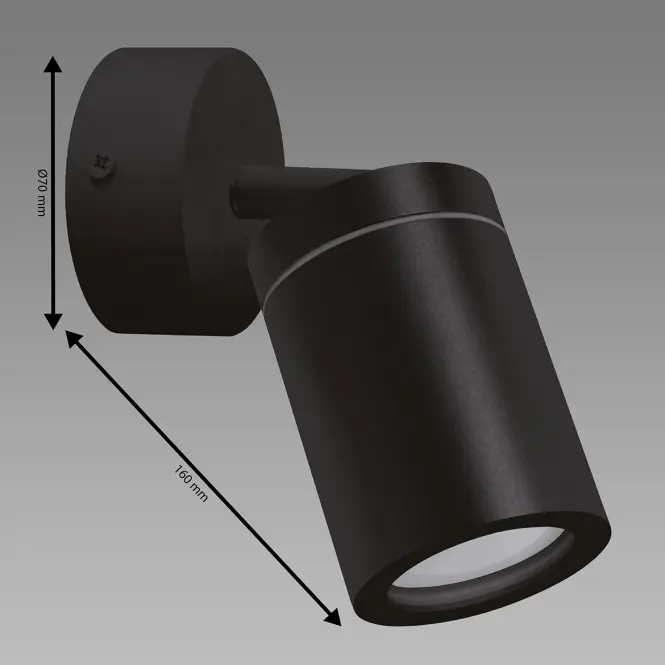 Nástenné svietidlo TENOR GU10 1C čierne 04069 IP44 LS1,3