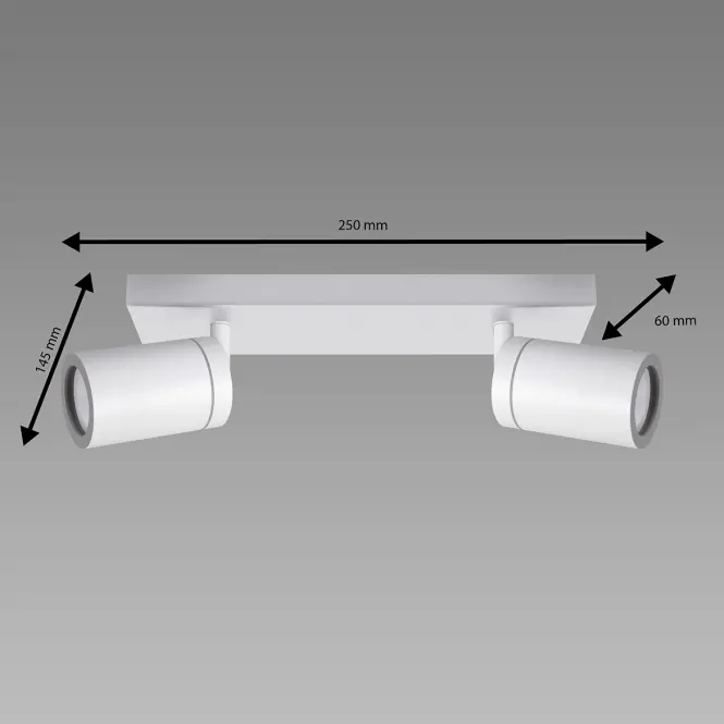 Stropné bodové svietidlo TENOR GU10 2L WHITE 04070 IP44 LS2
