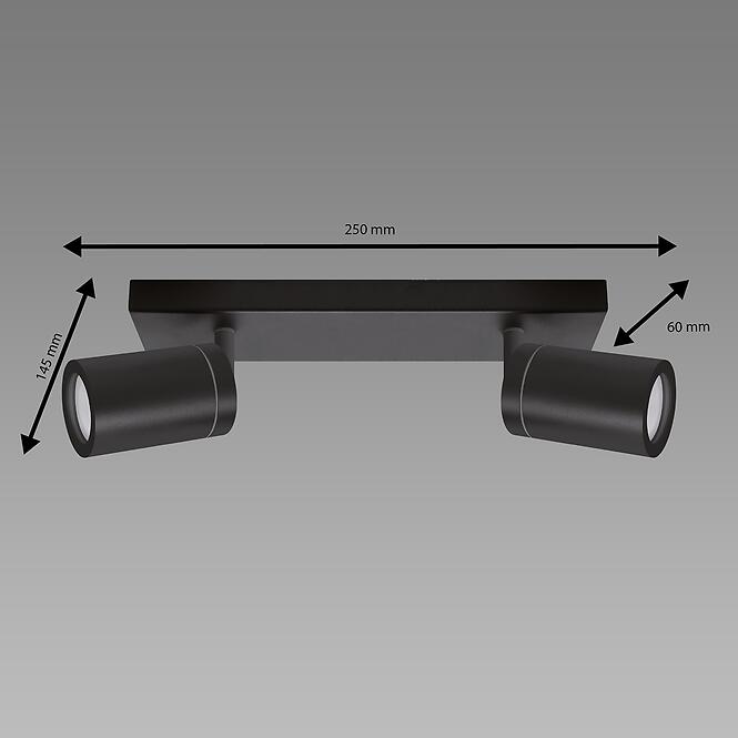 Stropné bodové svietidlo TENOR GU10 2L BLACK 04071 IP44 LS2,3