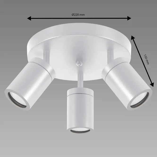 Stropné bodové svietidlo TENOR GU10 3C WHITE 04074 O IP44 LS3