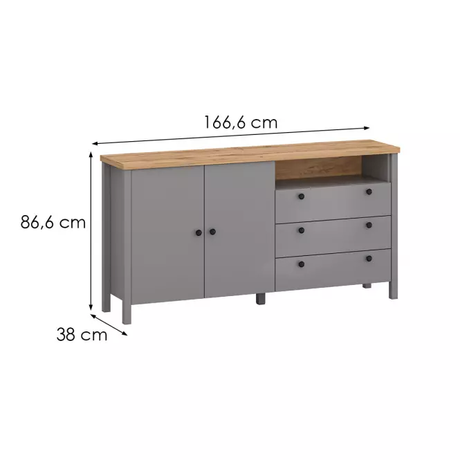 Komoda 2D3S Melini Gray K