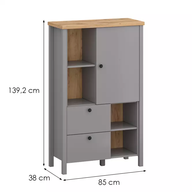 Regál 1D2S Melini Gray C
