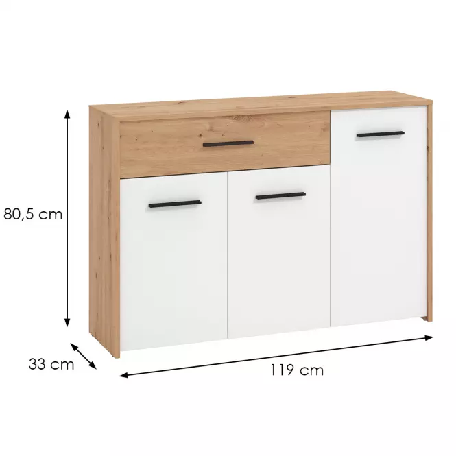 Komoda Varadero artisan/biela 3K1F 11011610,2