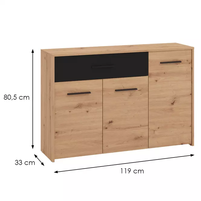 Komoda Varadero artisan/čierny 3K1F 11011628,2