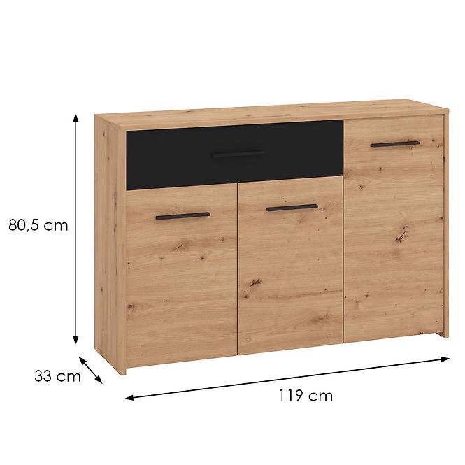 Komoda Varadero artisan/čierny 3K1F 11011628,2