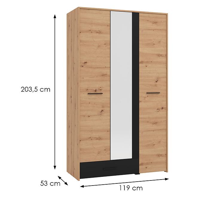 Skriňa Varadero artisan/čierny 3K1F1O 11011627,2