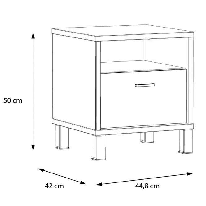 Nočný stolík Haruki HYTK011 alpský smrek/čierna