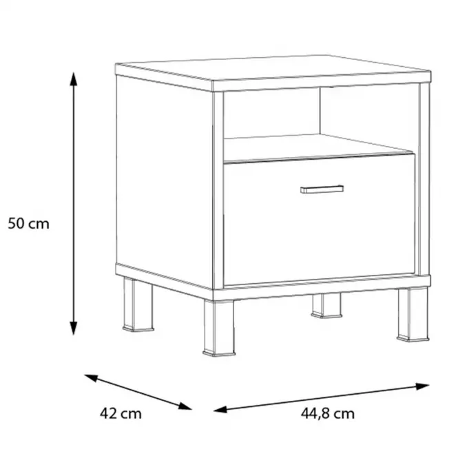 Nočný stolík Haruki HYTK011 alpský smrek/čierna,6