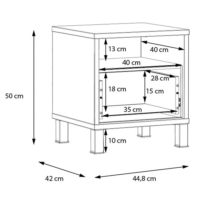 Nočný stolík Haruki HYTK011 alpský smrek/čierna,7