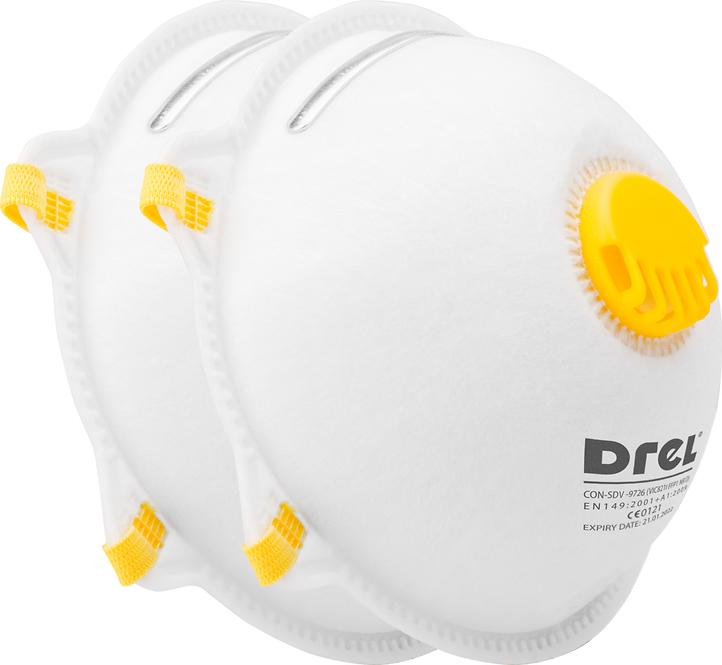 Filtračné polomasky FFP1, s ventilom, 2 ks.