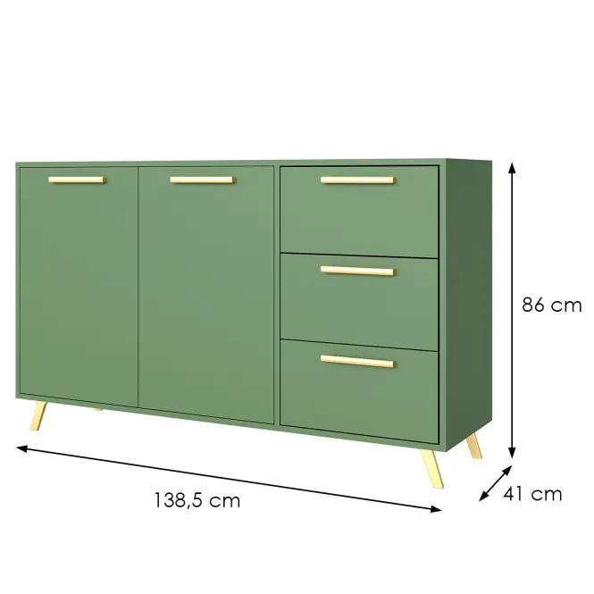 Komoda Bali 2 140 fľaškovozelená,2