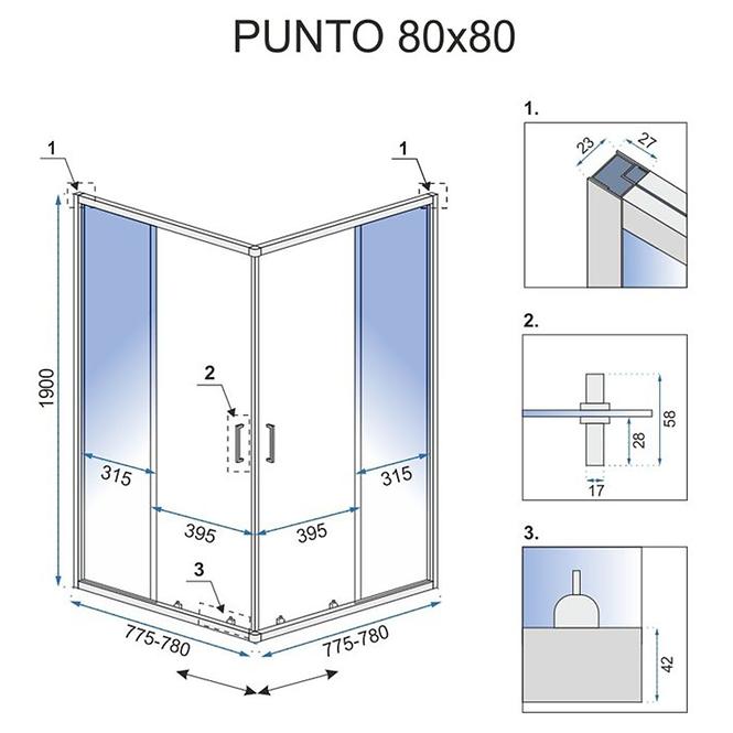 Sprchový kút Punto Rea K4800 80x80x190 black