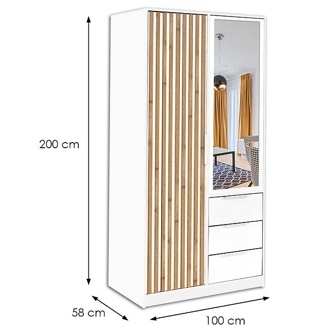 Skriňa Bali D2 Lux biela/wotan/zrkadlo,2
