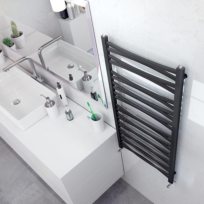 Kúpeľňový radiátor Łezka 3D Ł3D 16/40 čierna 910x440 mm
